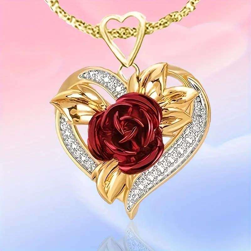 Love Rose Pendant Necklace - Romantic Jewelry