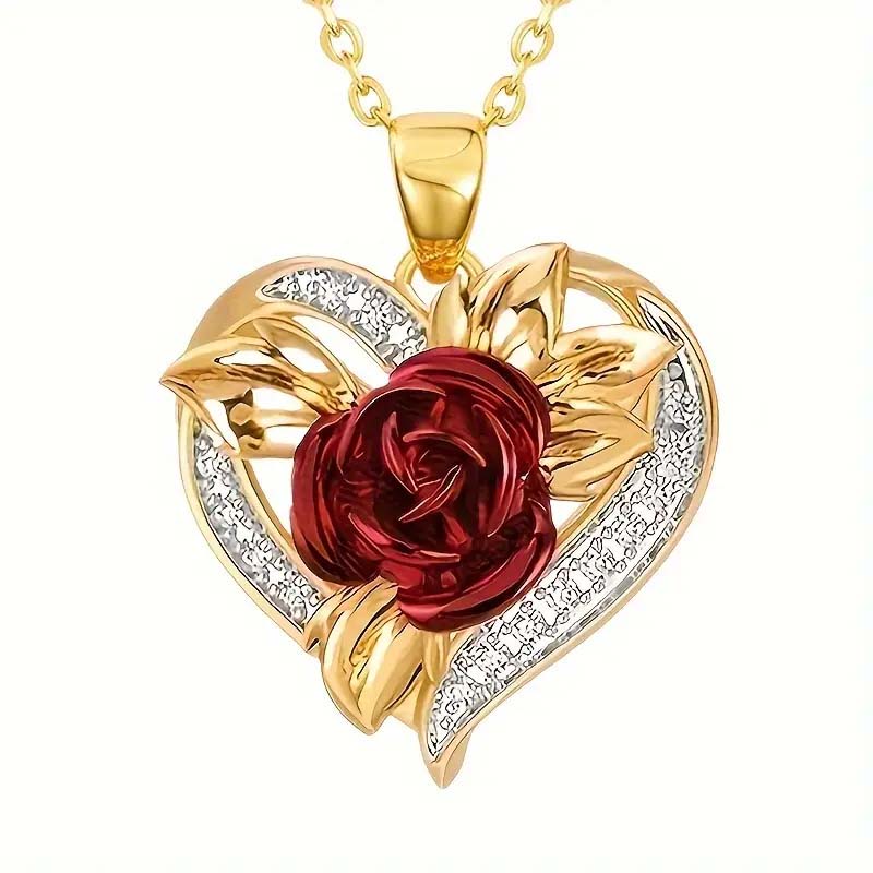 Love Rose Pendant Necklace - Romantic Jewelry