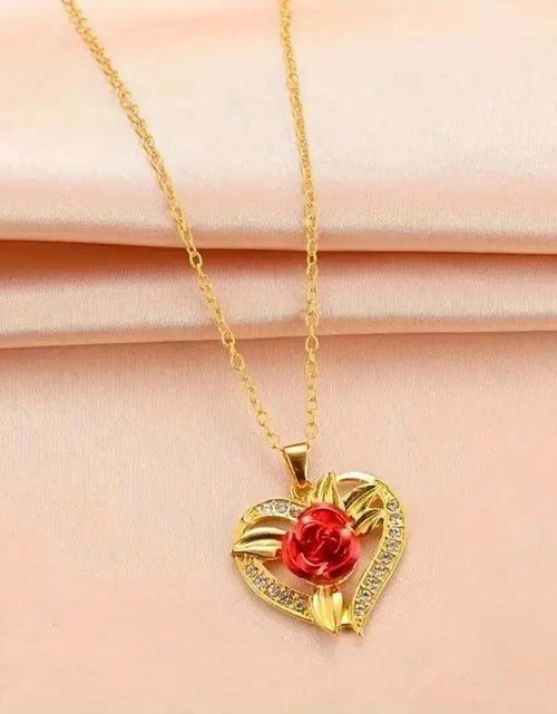 Load image into Gallery viewer, Love Rose Pendant Necklace - Romantic Jewelry
