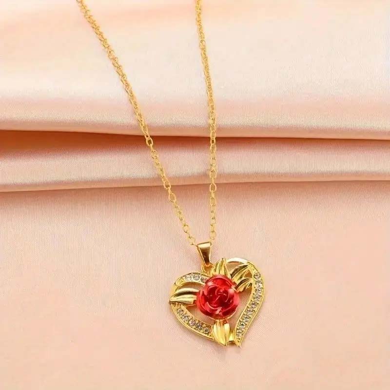 Love Rose Pendant Necklace - Romantic Jewelry