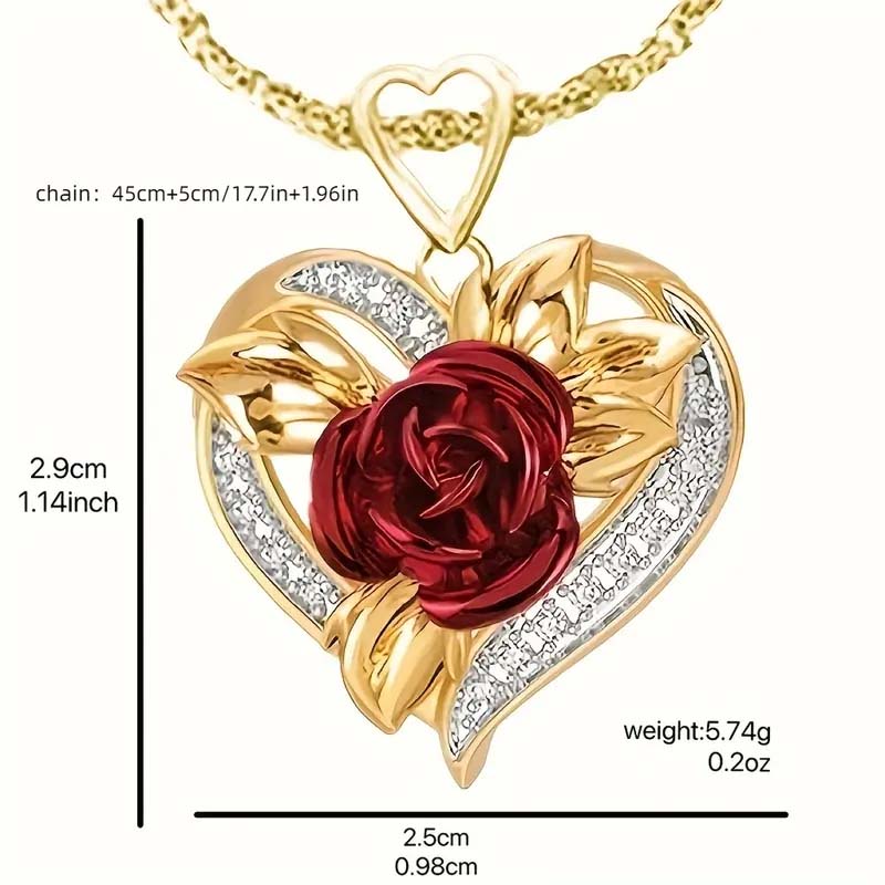 Love Rose Pendant Necklace - Romantic Jewelry