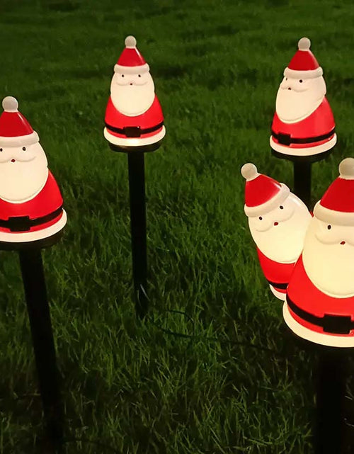 Load image into Gallery viewer, Solar-Powered Santa Lawn Stakes - 5-Pack
