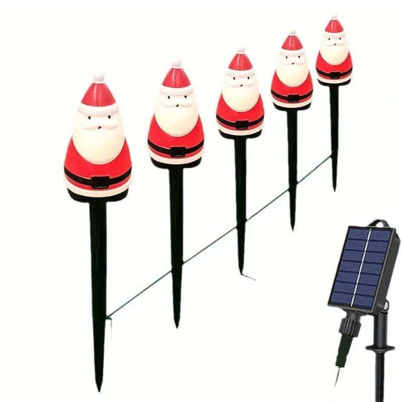 Solar-Powered Santa Lawn Stakes - 5-Pack