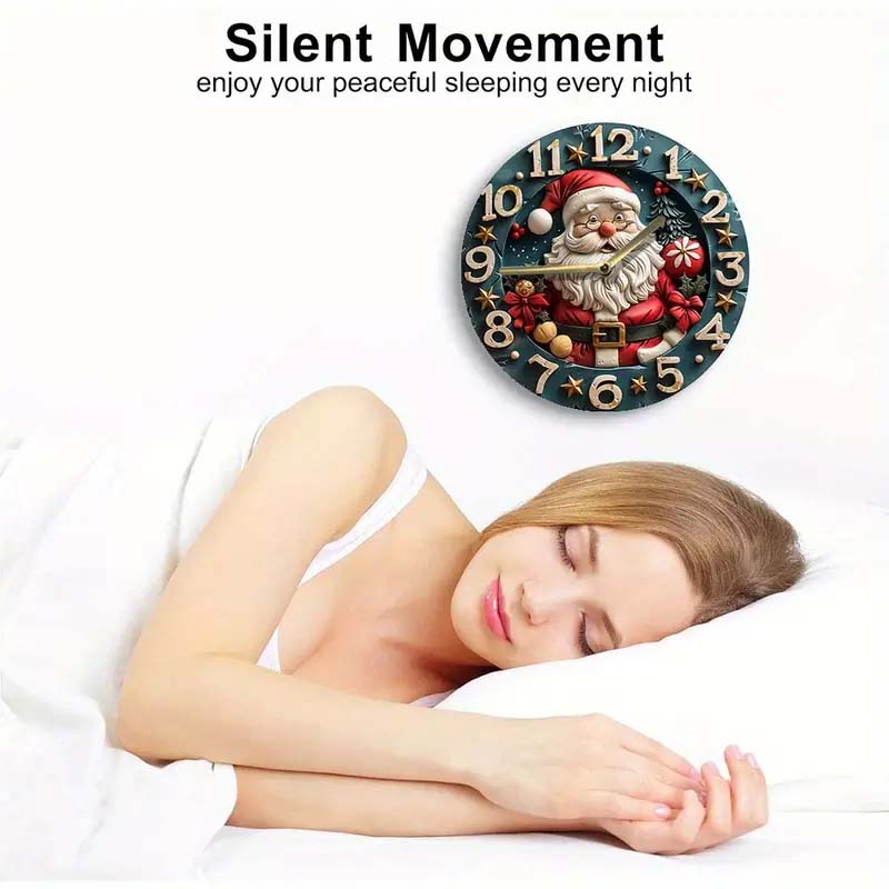 Christmas Santa Claus Silent Wall Clock - 8 Round Art Decor