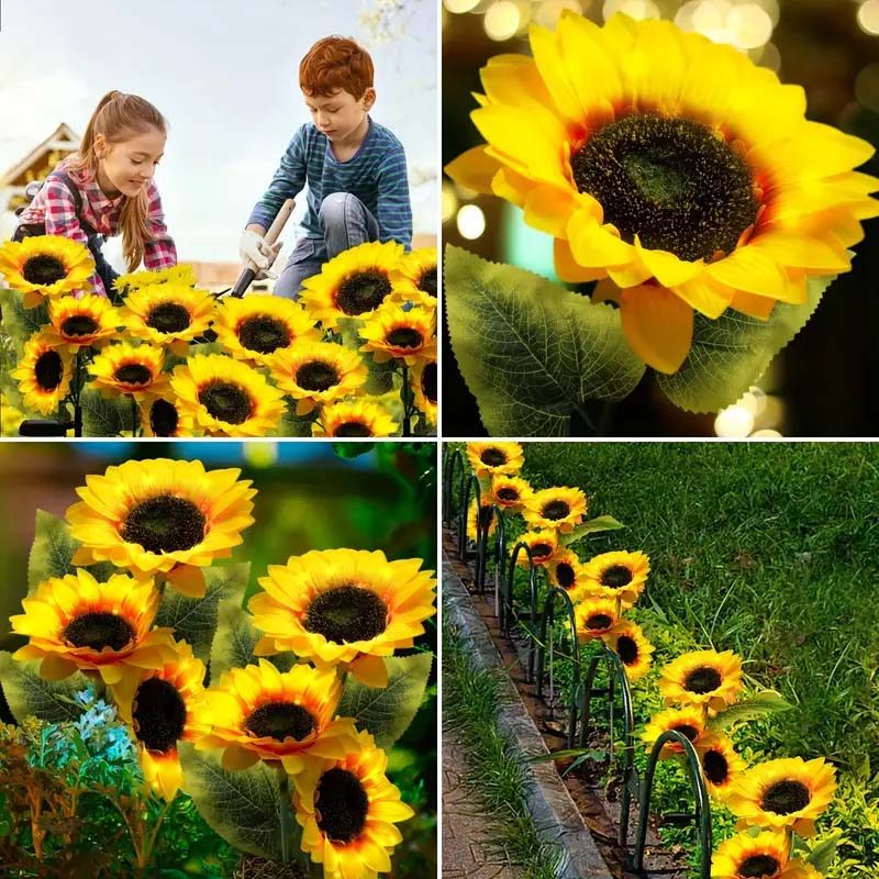 Solar Sunflower LED Lights - 2 Pack Outdoor Decorative Garden Lighting