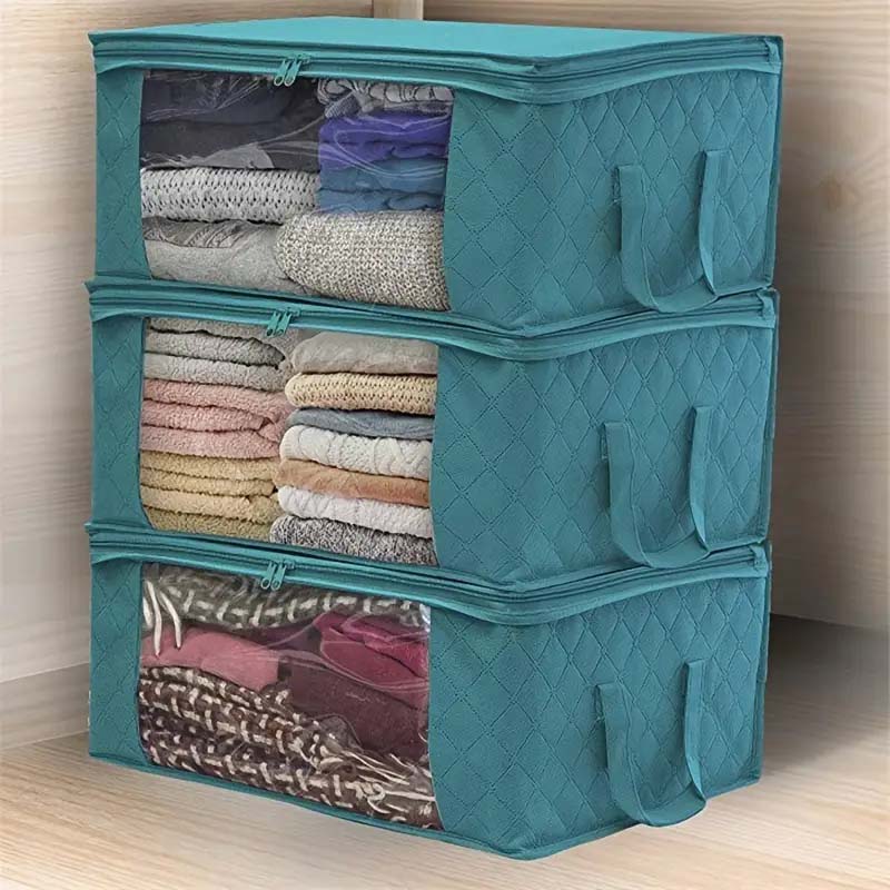 Foldable Clothes Storage Bags - 1/3PCS, Closet Organizer with Lids & Handles