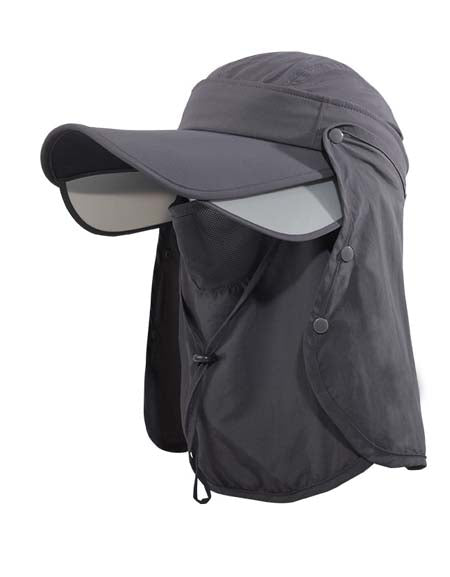 UV Shield Hat: Detachable Brim with Neck Guard & Full Face Mask
