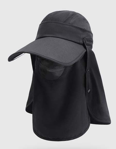 UV Shield Hat: Detachable Brim with Neck Guard & Full Face Mask
