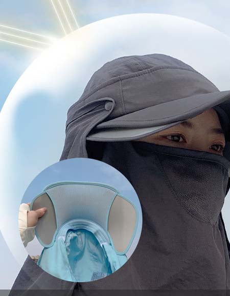 Load image into Gallery viewer, UV Shield Hat: Detachable Brim with Neck Guard &amp; Full Face Mask
