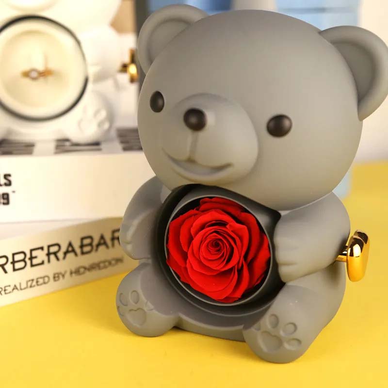 Rose Teddy Bear Gift Box with Necklace – Elegant Valentine & Wedding Keepsake