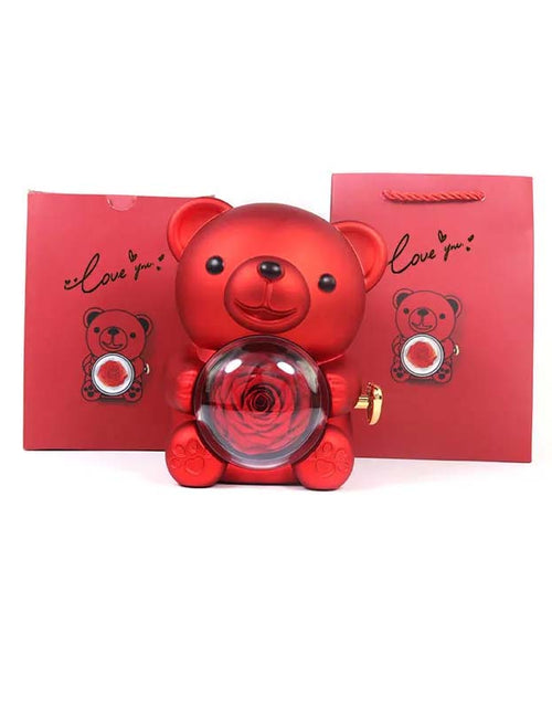 Load image into Gallery viewer, Rose Teddy Bear Gift Box with Necklace – Elegant Valentine &amp; Wedding Keepsake
