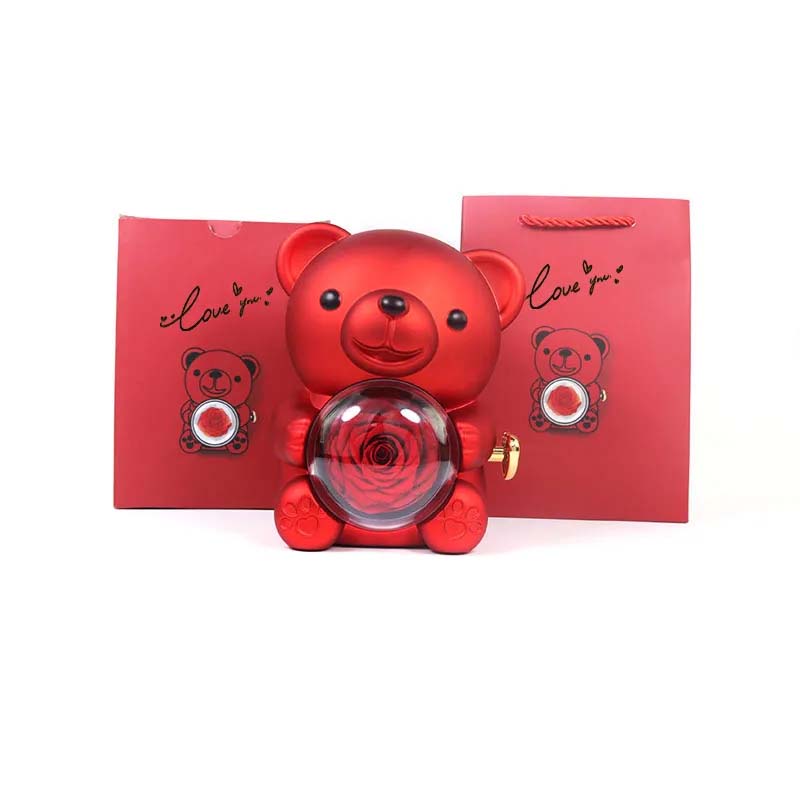 Rose Teddy Bear Gift Box with Necklace – Elegant Valentine & Wedding Keepsake