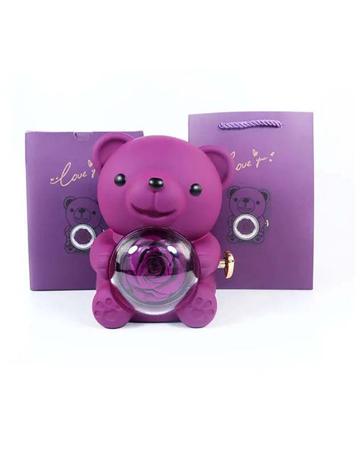 Load image into Gallery viewer, Rose Teddy Bear Gift Box with Necklace – Elegant Valentine &amp; Wedding Keepsake
