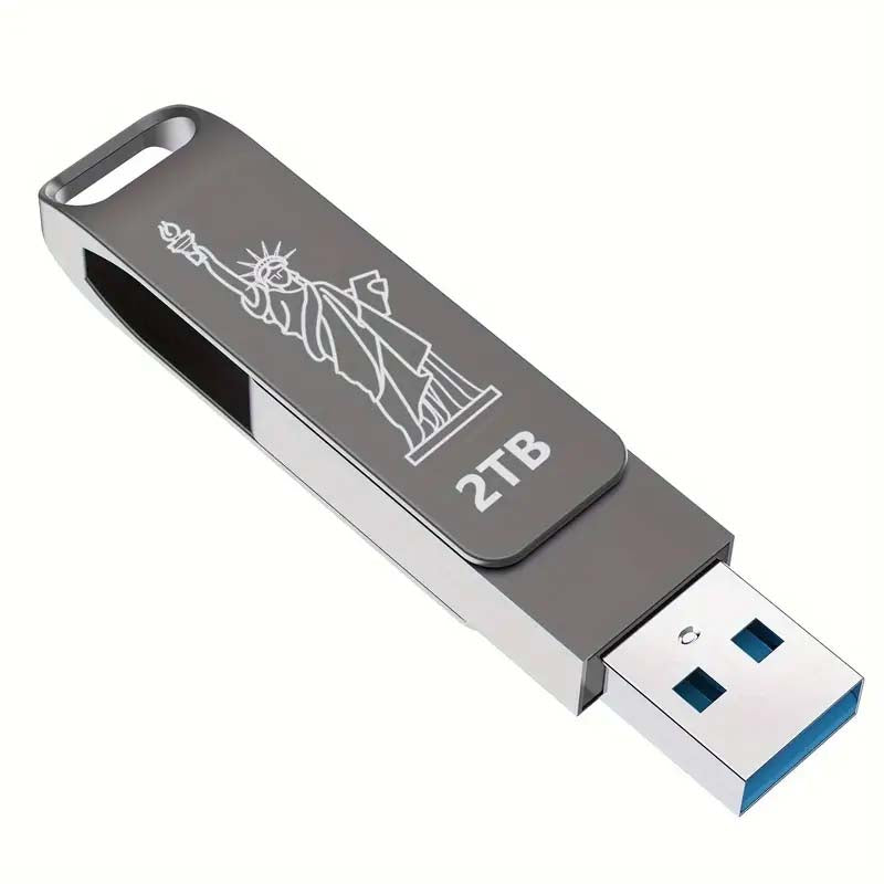 2TB USB Flash Drive - High-Speed, Swivel Metal Keychain