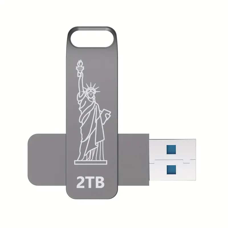 2TB USB Flash Drive - High-Speed, Swivel Metal Keychain