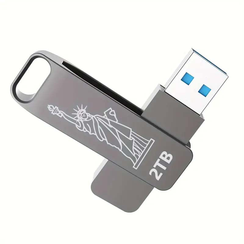 2TB USB Flash Drive - High-Speed, Swivel Metal Keychain