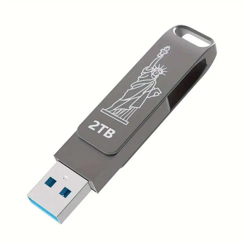 2TB USB Flash Drive - High-Speed, Swivel Metal Keychain