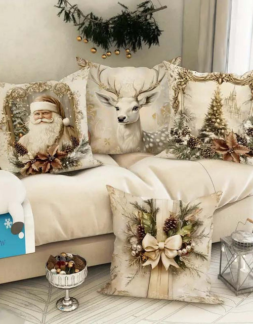 Load image into Gallery viewer, Velvet Christmas Deer Tree Pillow – Festive and Cozy Décor
