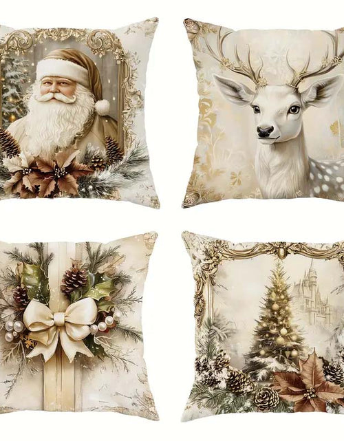 Load image into Gallery viewer, Velvet Christmas Deer Tree Pillow – Festive and Cozy Décor
