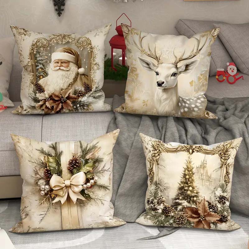 Velvet Christmas Deer Tree Pillow – Festive and Cozy Décor