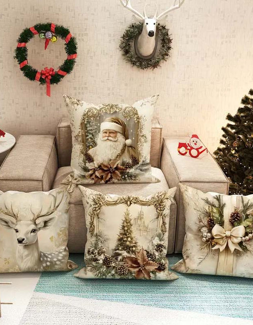 Load image into Gallery viewer, Velvet Christmas Deer Tree Pillow – Festive and Cozy Décor
