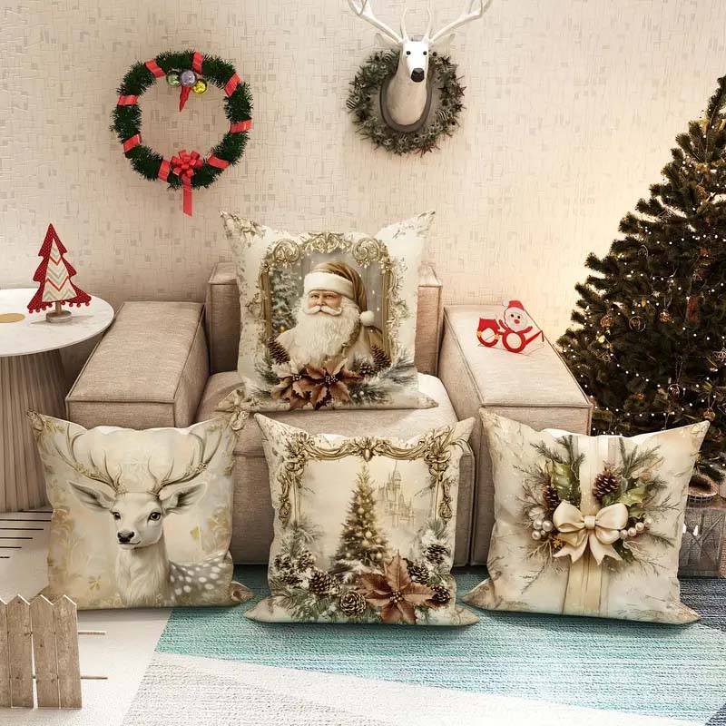 Velvet Christmas Deer Tree Pillow – Festive and Cozy Décor