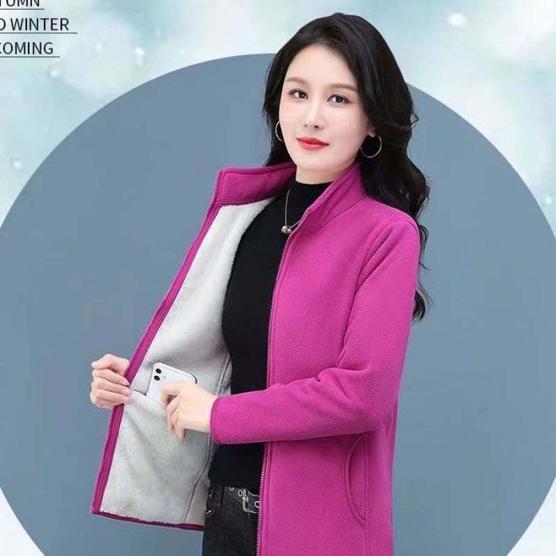 Lamb Wool Stand-Up Collar Cardigan for Women – Autumn & Winter