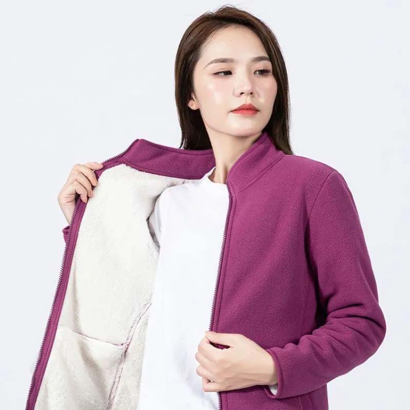 Lamb Wool Stand-Up Collar Cardigan for Women – Autumn & Winter