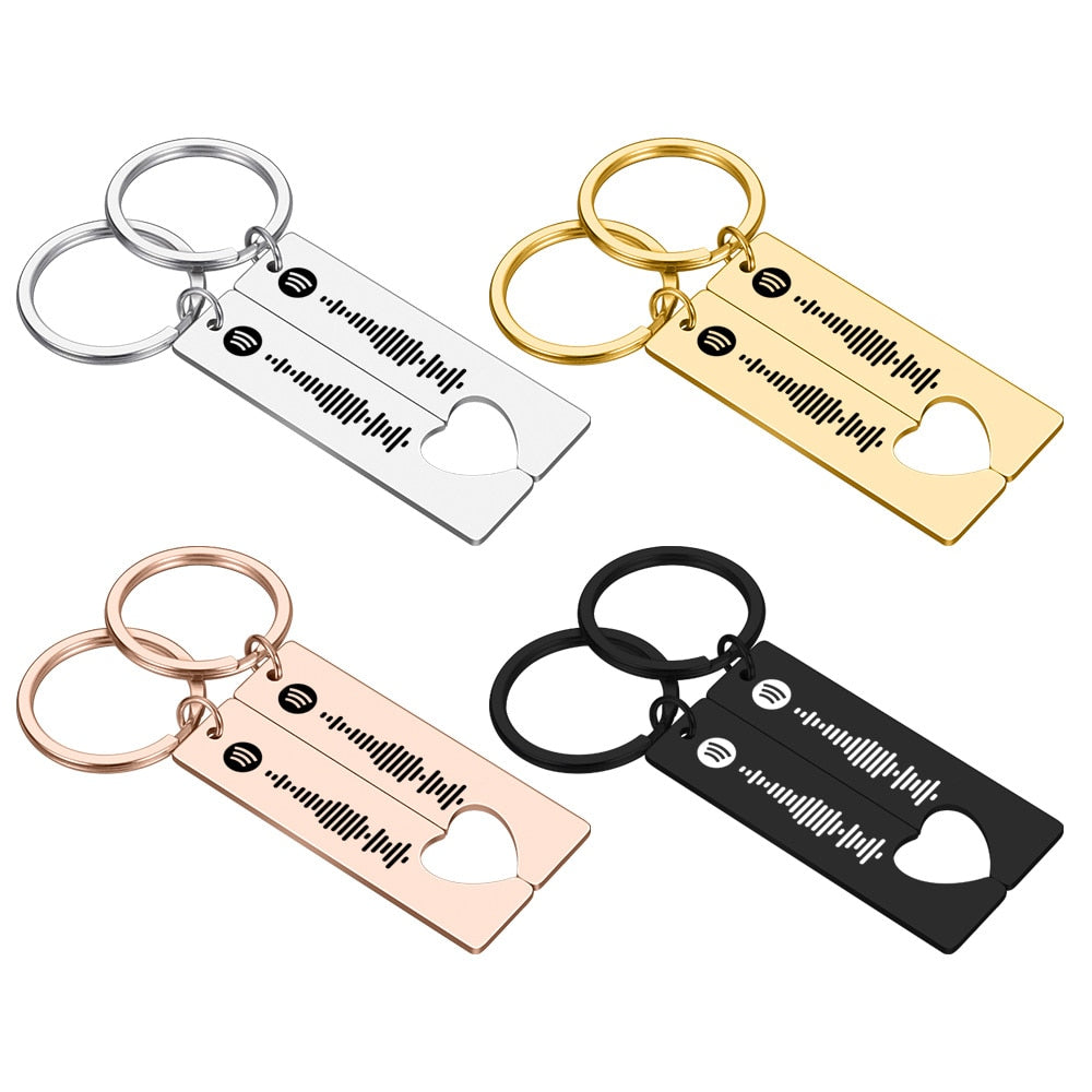 2pcs Personalized Spotify Code Keychain Engraved Music Jewelry Birthday Gift Zydropshipping