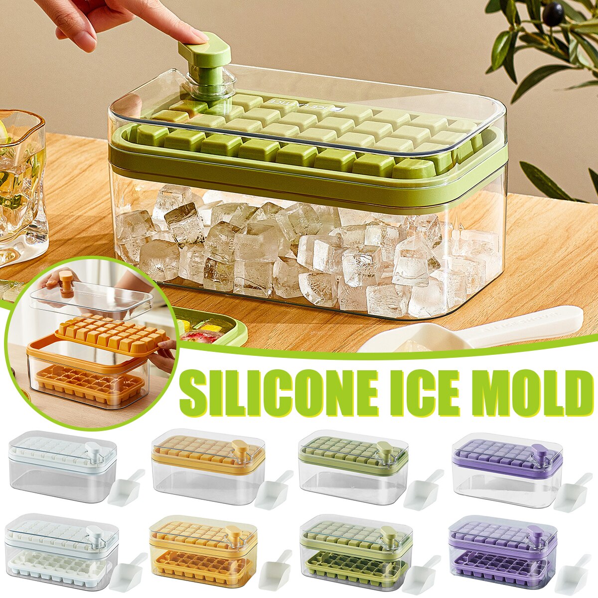 Ice Cube Tray Set - Nugget Ice with Storage, Stackable, Easy Release Zydropshipping