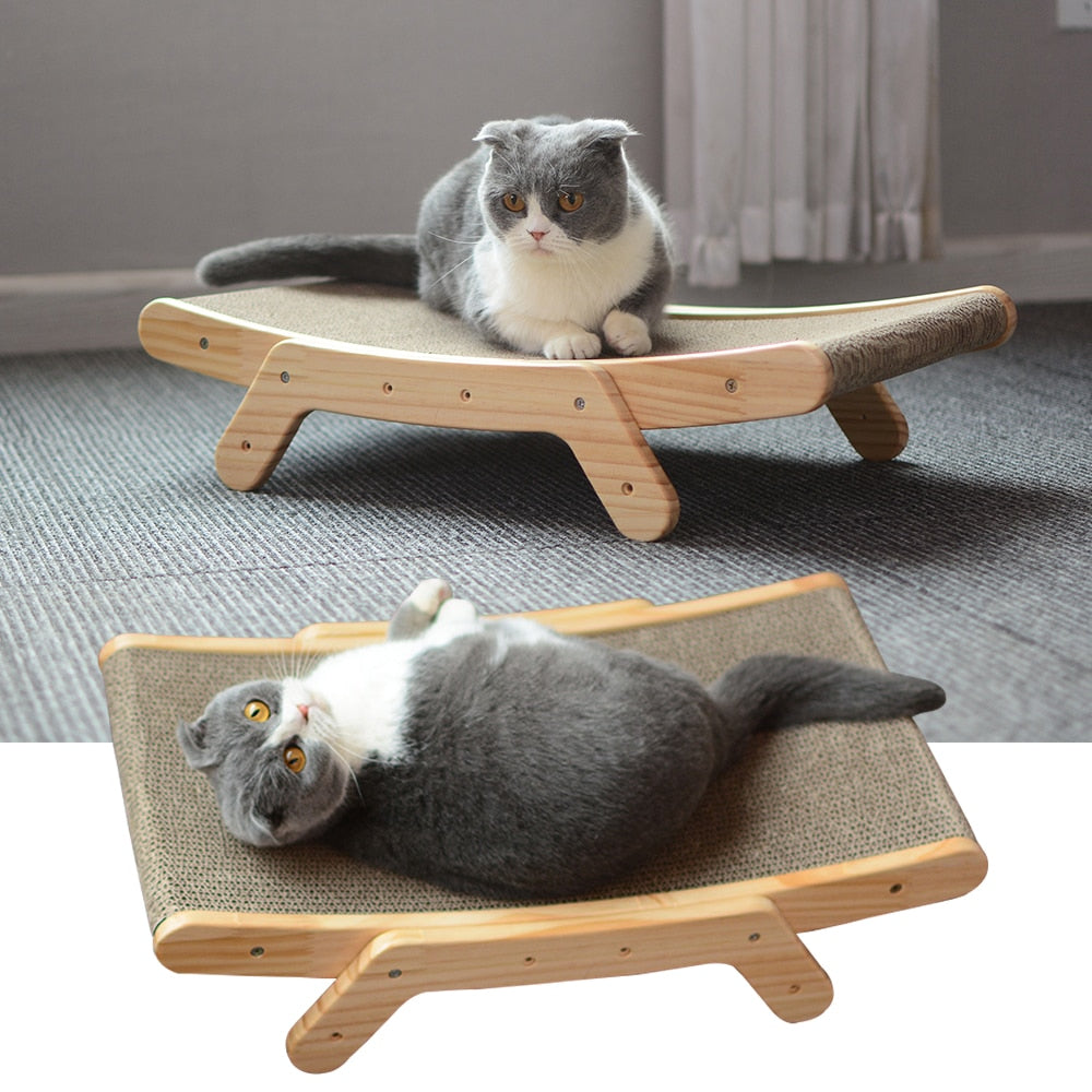 Wooden Cat Scratcher Bed - 3-in-1 Lounge, Post, Toy Zydropshipping